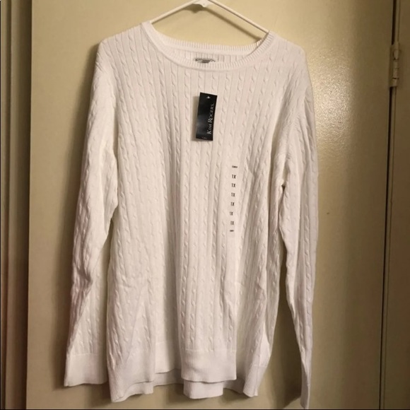 Kim Rogers Curvy White Cableknit Sweater Size 1X - Picture 4 of 8